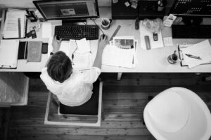 Employee increasing productivity at work